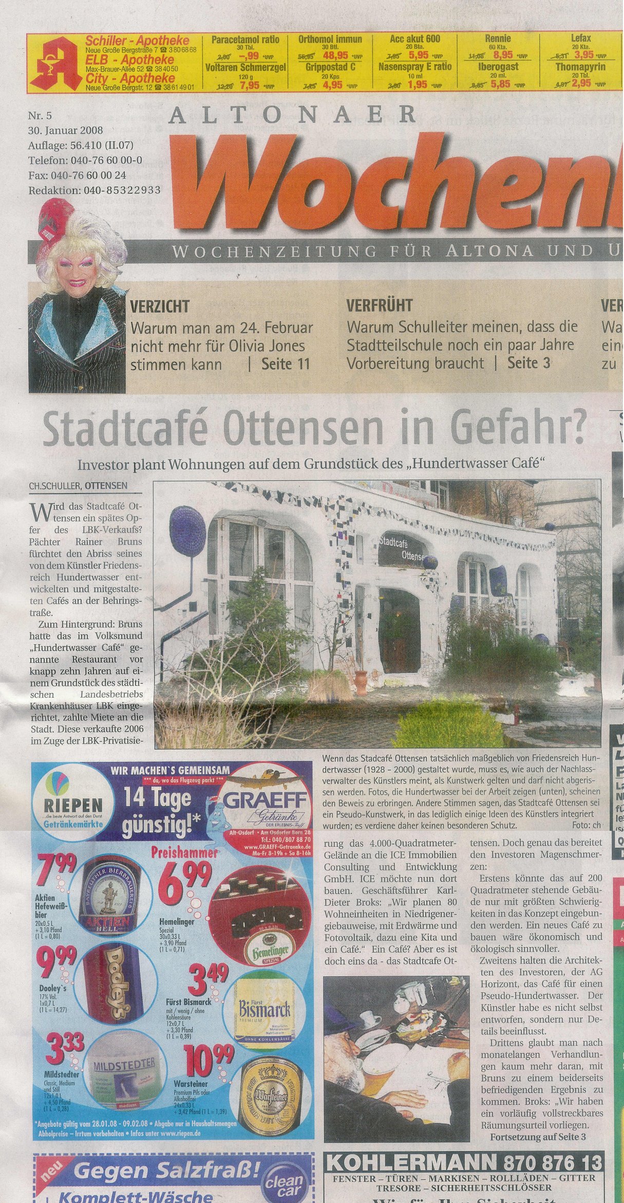 Altonaer Wochenblatt Nr. 5 vom 30.1.2008, Titelseite