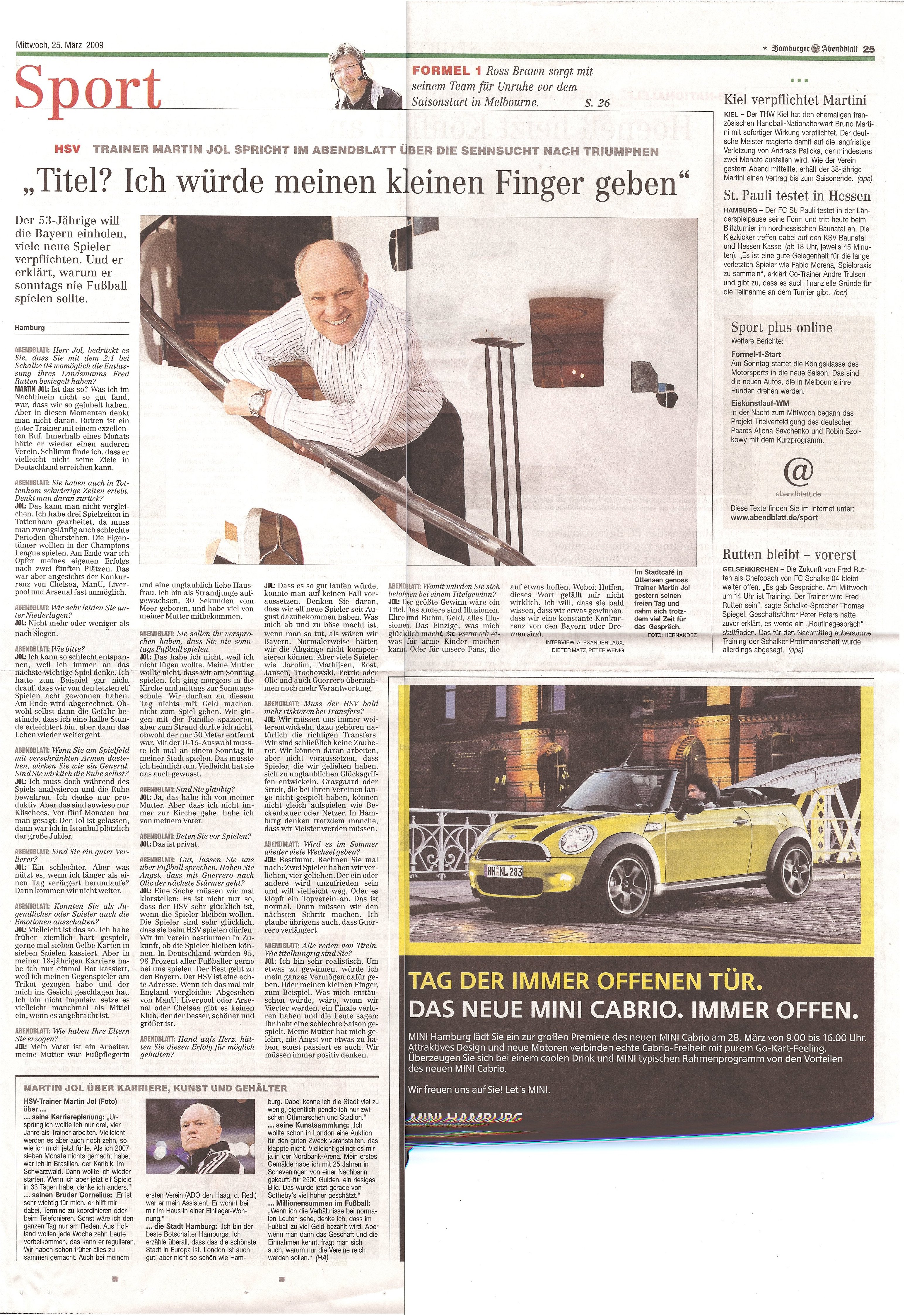 Hamburger Abendblatt vom 25.3.2009, Seite 25