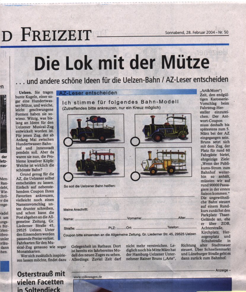 Allgemeine Zeitung  vom 28./29.2.2004, Seite 9
