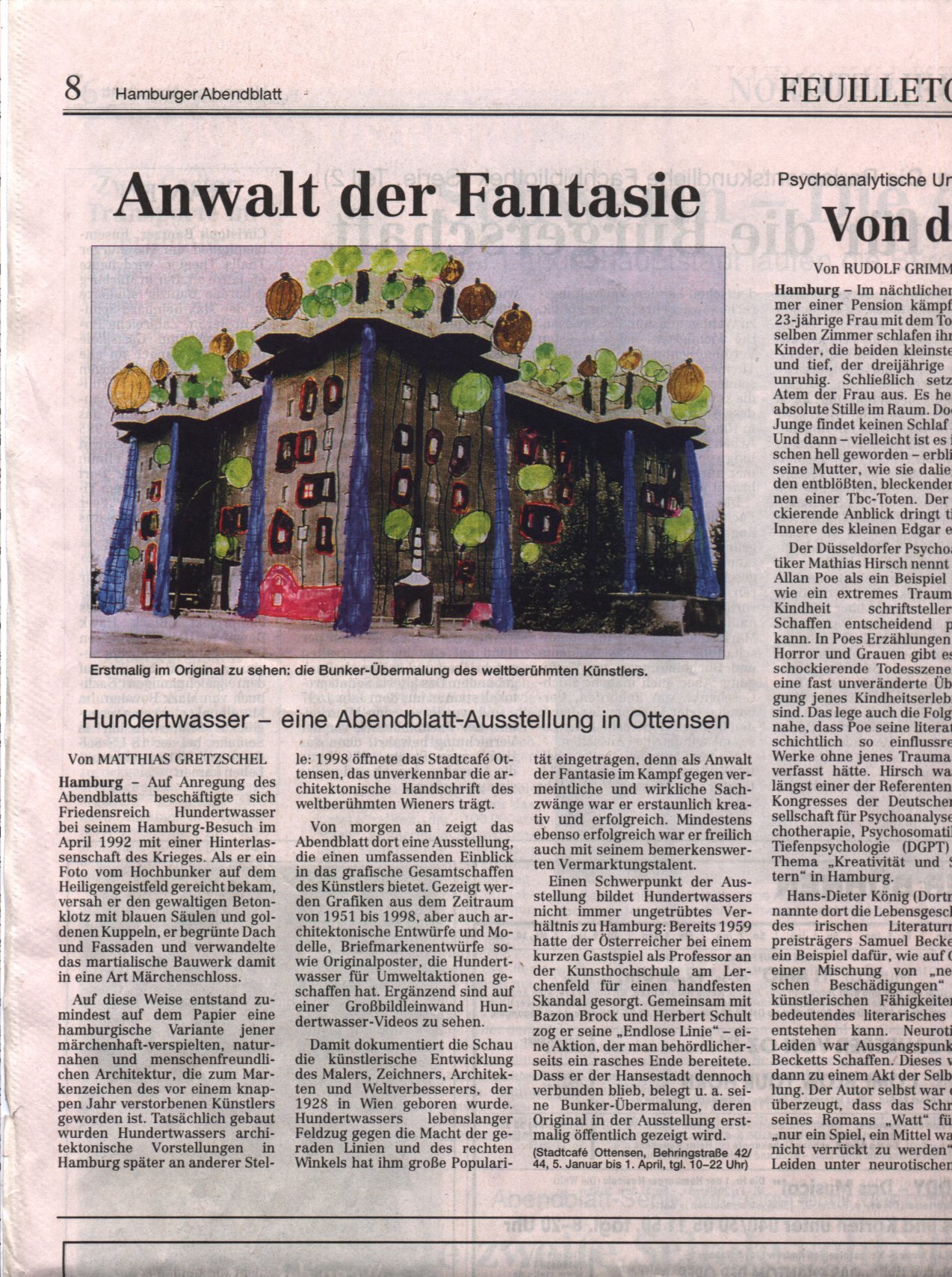 Hamburger Abendblatt Nr. 3/1 vom 4.1.2001, Seite 8