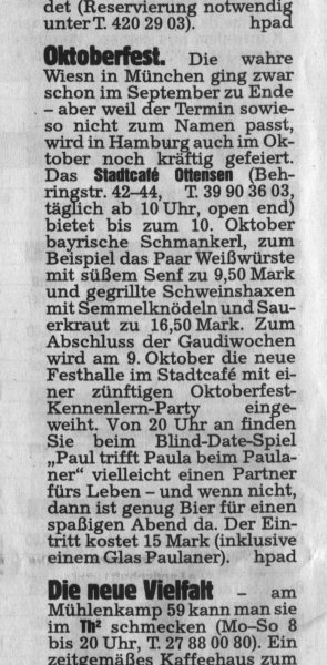 Hamburger Abendblatt Nr. 234 vom 7.10.1999, LI-VE Seite 12