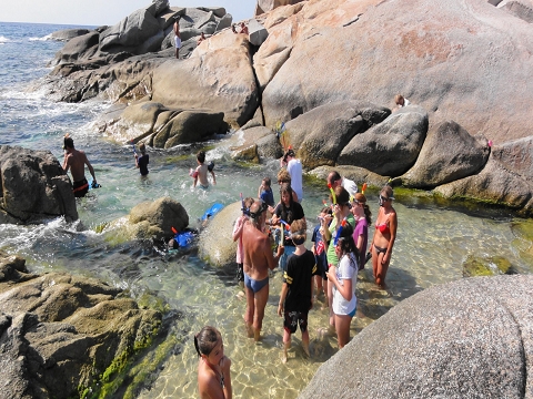 Schnorchelkurs am Ende des Algajola-Sandstrands