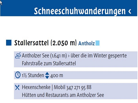 Schneeschuhwanderungen, Beispiel